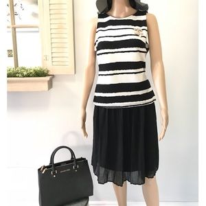 Jules & Leopold Black White Striped Sleeveless Top